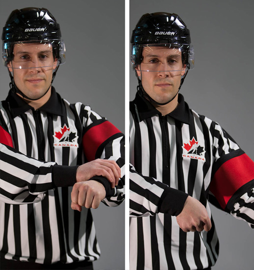 Photo ice hockey referee signals